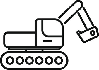 Minimalistic line drawing representing an excavator at work