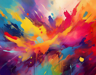 Abstract Colorful Paint Splatters Bold and Dynamic Artistic Background with Expressive Chaotic Energy