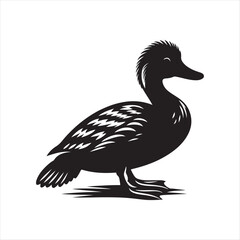 Mandarin silhouette duck icon.