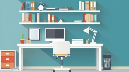 Modern Home Office Workspace Illustration