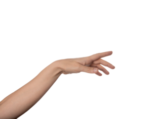Gesture of helpless or asking help or sign for lust isolated on png transparent background. Carrying for you. Gentle motion. Close up of hand trying to reach for someone or something. 