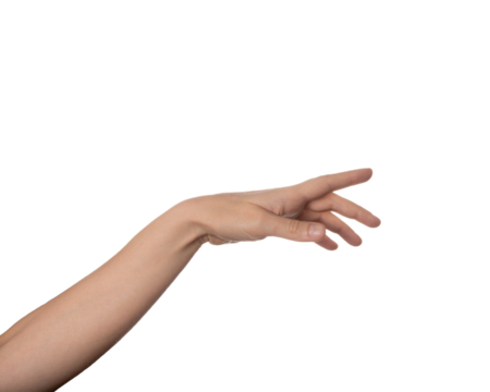 Gesture of helpless or asking help or sign for lust isolated on png transparent background. Carrying for you. Gentle motion. Close up of hand trying to reach for someone or something. 