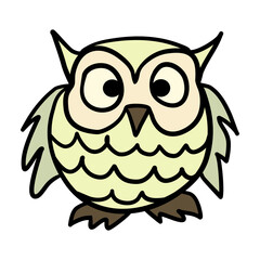 Owl bird in doodle style vector illustration 
