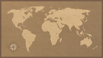 Old world map. World atlas on antique parchment. Vector illustration EPS10