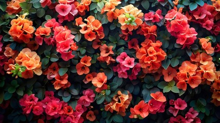 Fototapeta premium A close up of a red and orange flower garden