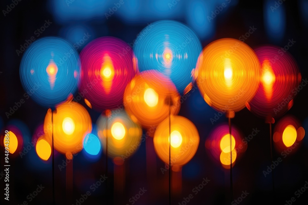 Poster abstract blurred lights with circular patterns