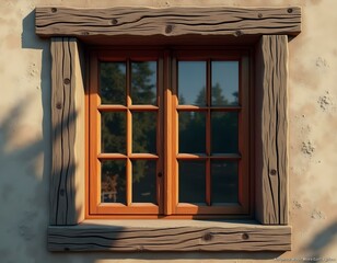 A wooden framed window design 