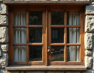 A wooden framed window design 