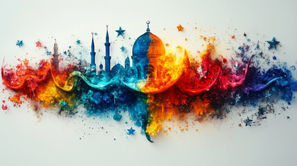 Freedom of Religion: A variety of religious symbols surrounded by people of different faiths.