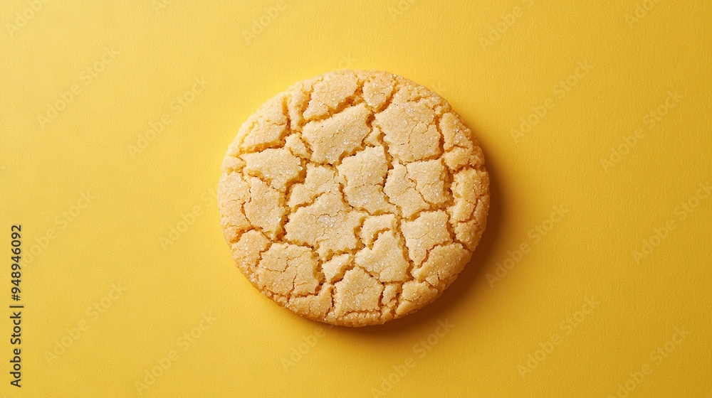 Poster a yellow cookie background with a bite taken from one of the cookies the rest are visible in the cen