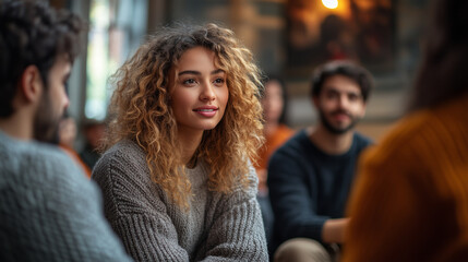 Public Discussions: People of different backgrounds sitting in a circle, engaging in a lively discussion.