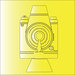 gun and target, camera icon , target and bullet, Focus on Photography Celebrating World Photography Day" ,full yellow camera and yellow background