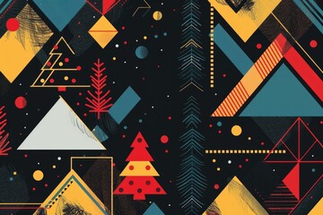 Obraz premium Modern Christmas background with geometric patterns in festive colors