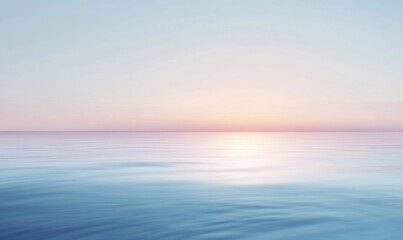 Fototapeta premium A calm ocean with a pink and orange sky in the background