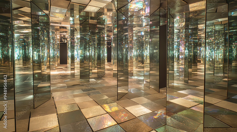 Wall mural a maze made of mirrors reflecting infinite possibilities, representing speculation about the rules o