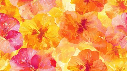   A close-up of several colorful flowers on the lower portion of the image, with the lower half of the flowers located in the bottom half of the picture