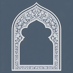 Exotic Postcard Design With a Moroccan Arch Frame Style Esha Outline Scribble CNC Tattoo Ink Art
