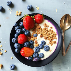 muesli with berries and milk