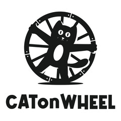 cat on wheel logo design minimalist