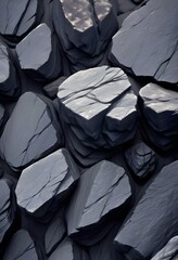 Textured black gray rock formation with cracks and crevices, creating abstract and rugged natural pattern, mountain sightview landscape, texture, background, backdrop, painting, illustration, artwork