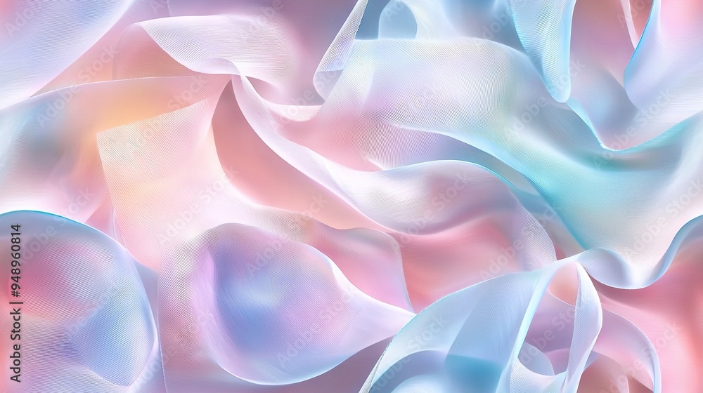 Poster a close-up of a pink and blue background with lots of wavy material at the bottom of the image