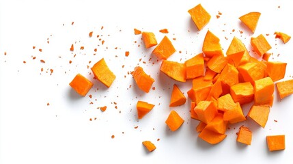 "Freshly Chopped Sweet Potato: Vibrant and Ready for Cooking"