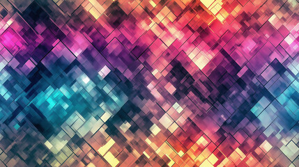 Kaleidoscope style seamless pattern with shiny glass shards of rainbow colored tones