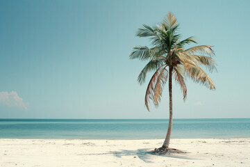 Obraz premium Coconut tree on a tropical island with beautiful beach.