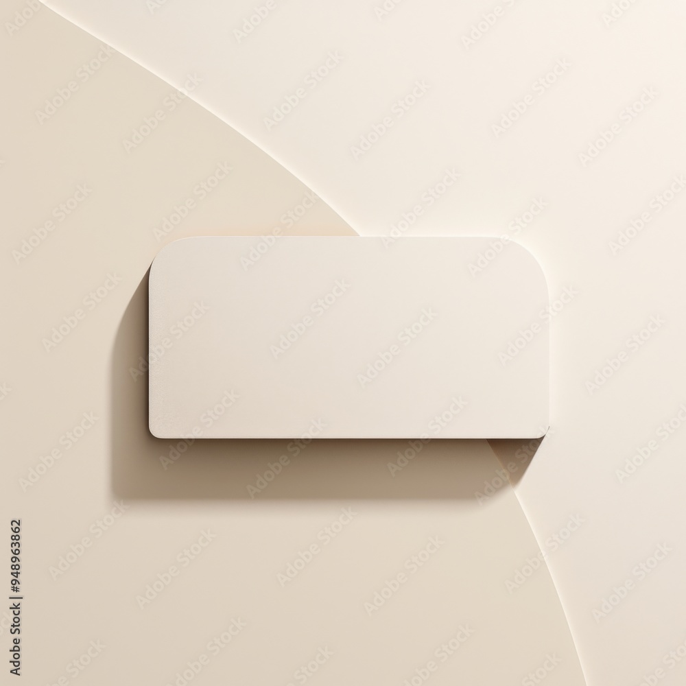 Poster rounded business card mockup on beige background with empty space on the side