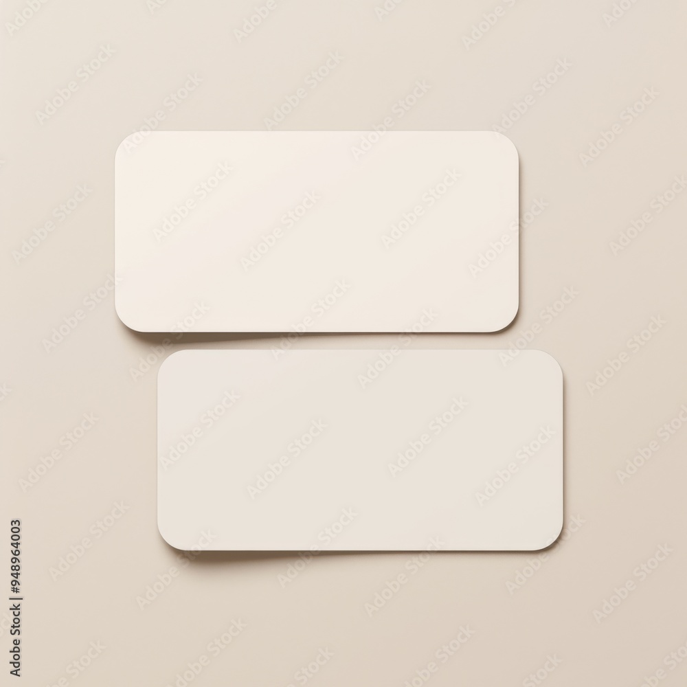 Aufkleber rounded business card mockup on beige background with empty space on the side