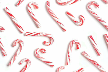 Seamless Background with Candy Canes, top view.