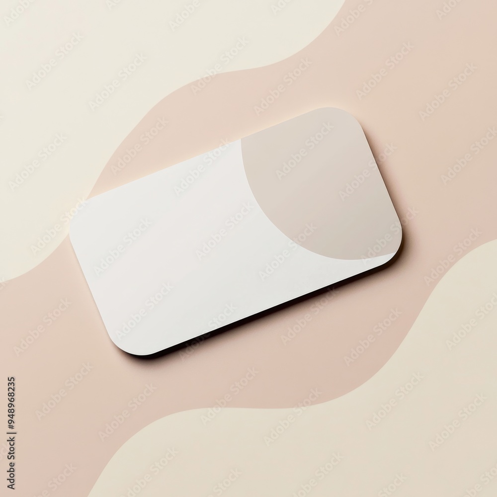 Poster rounded business card mockup on beige background with empty space on the side