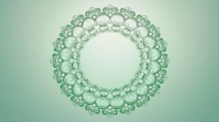 "Elegant Blossom: Green Lace Flower Circle Design with Customizable Text Space"
