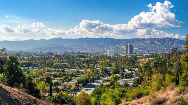 Culver City California. City Landscape Panorama of Los Angeles Skyscrapers and Office Buildings
