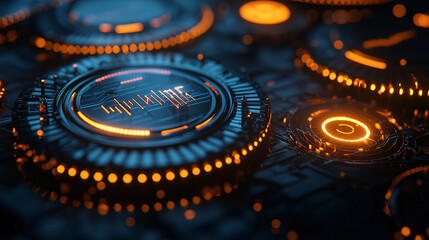 A 3D financial decision-making tool with glowing options and outcomes, representing the process of making informed financial choices and strategies 