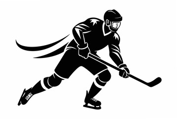 hockey player icon vector black silhouette