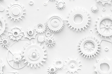 Abstract background with white mechanical gears.