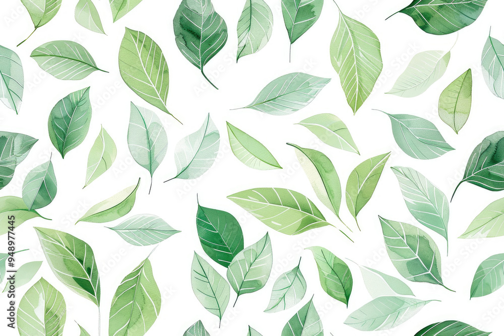 Poster elegant pattern with green leaves creating a natural and fresh effect.