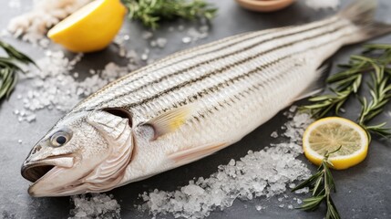 Striped Bass Fillet. Fresh Seafood Fish Fillet Concept
