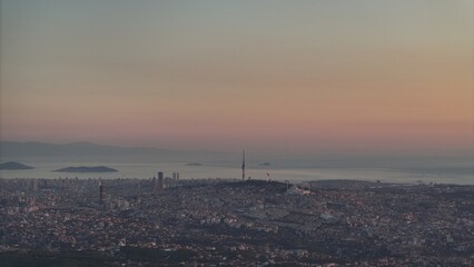 aerial view Istanbul at sunset