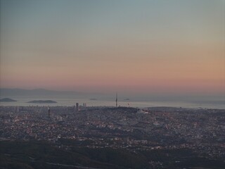 aerial view Istanbul at sunset