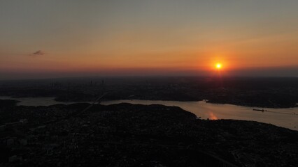 aerial view Istanbul at sunset