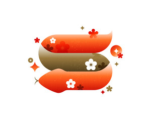 Isolated snake geometrical illustration, chinese New 2025 Year symbol