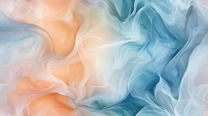 Obraz premium An abstract artwork of blue, orange, and white swirls against a pink, blue, orange, and white backdrop