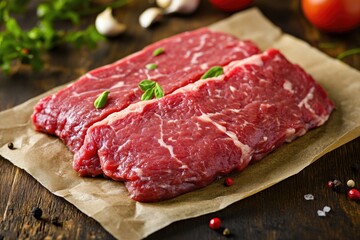 Sirloin Bavette. Bib Red Beef Steak for Fresh Dinner Cookout