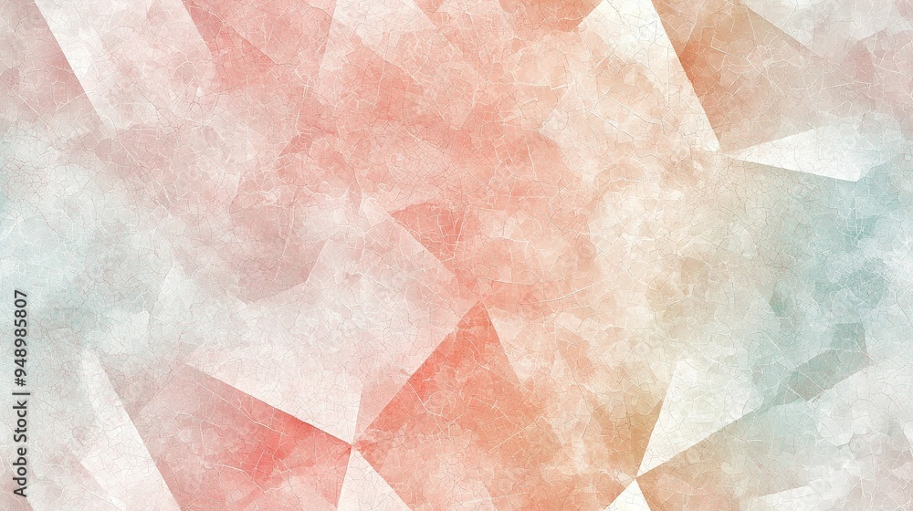 Poster a triangular and rectangular pattern in red, white, and blue on a multicolored abstract background