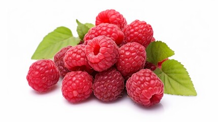 fresh and ripe raspberries on light white background close up. Neural network ai generated art