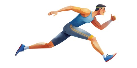 Illustration of running man isolated on a transparent background or white background. 