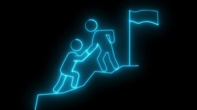 The neon symbol indicates that ultimate victory is achieved through mutual cooperation.