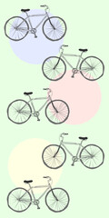 Obraz premium Bicycle colorful illustration poster art sustainable living and green energy transportation options. Living sustainable in city cycling lifestyle. 